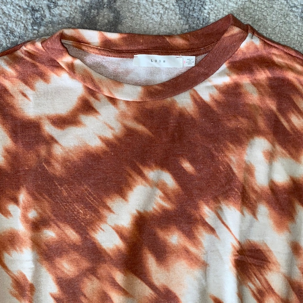 Rust Tie Dye Top With Drawstring Small - image 2